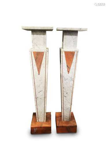 Pair Art Deco Marble Pedestals,