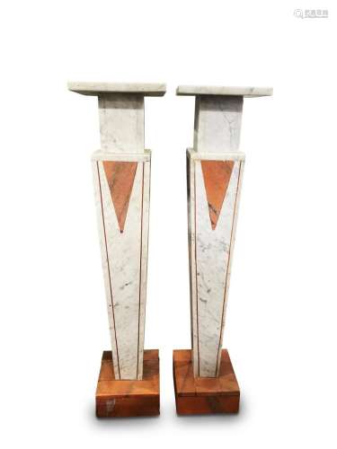 Pair Art Deco Marble Pedestals,