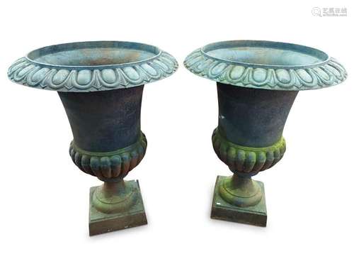 Impressive and Large Pair of Cast Iron Urns,