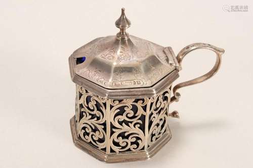 Victorian Sterling Silver Lidded Mustard Pot,