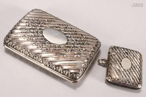 Edwardian Sterling Silver Cigarette Case and Vesta