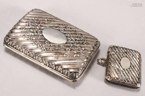 Edwardian Sterling Silver Cigarette Case and Vesta