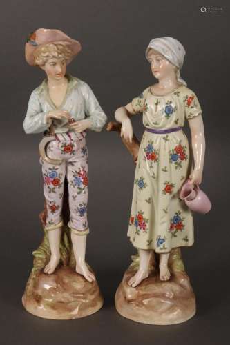 Pair Large 19th Century German Porcelain Figures,