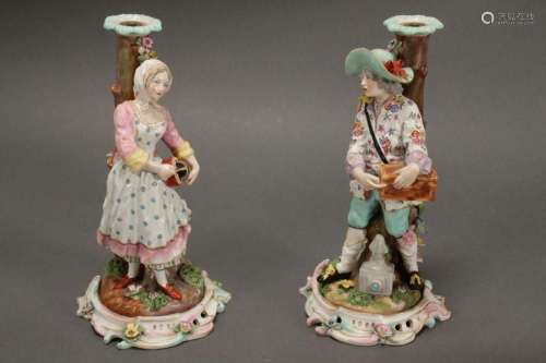 Pair of 19th Century Figural Candlesticks,