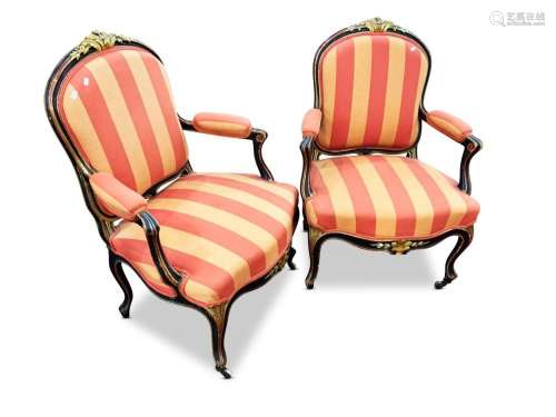 Set of Four French Louis XV Style Fauteuils,