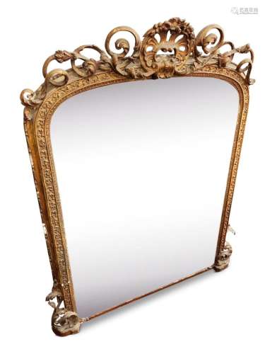 Late 19th Century French Gilt Over Mantle Mirror,