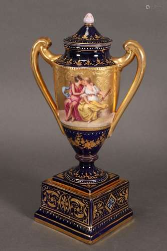 Continental Porcelain Lidded Urn,