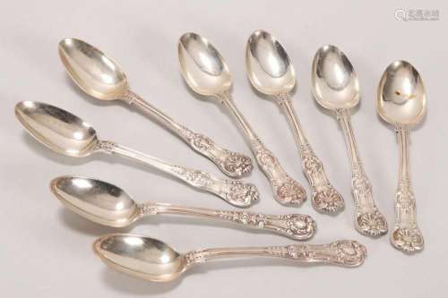 Eight Victorian Sterling Silver Teaspoons,