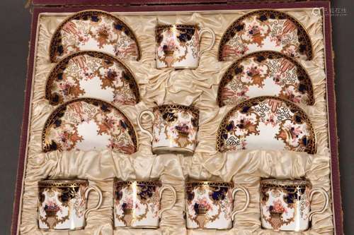 Fine Boxed Set of Six Royal Crown Derby Demi Tasse