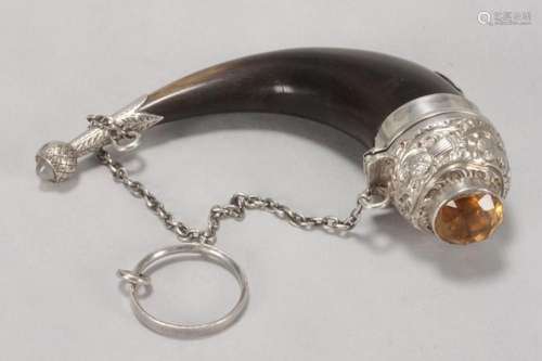 Victorian Scottish Silver and Gem Set Snuff Mull,