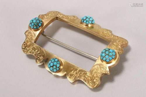 9ct Gold and Turquoise Brooch,