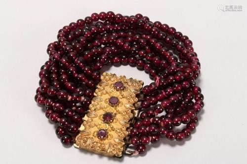 Victorian Multi Strand Garnet Bracelet,