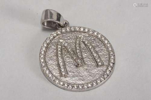 9ct White Gold and Diamond  McDonald s  Pendant,