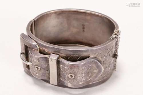 Victorian Sterling Silver Hinged Bangle,