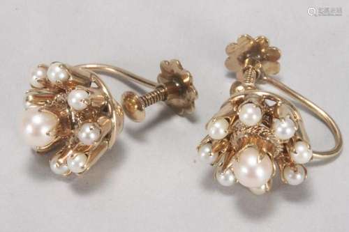 Gold and Seed Pearl Earrings,