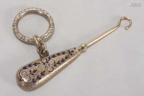 Victorian 18ct Gold and Enamel Glove Hook,