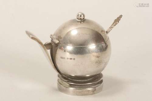 Georg Jensen Sterling Silver Mustard Pot and Spoon