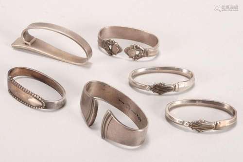 Six Georg Jensen Sterling Silver Napkin Rings,