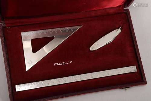 Sterling Silver Geometry Set and Pen Knife,