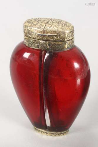 Victorian Gilt Silver Glass Double Scent Bottle,