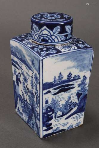 18th Century Delftware Porcelain Tea Caddy,