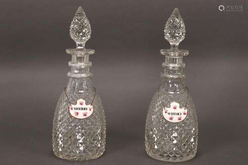 Pair of Georgian Cut Glass Decanters and Stoppers,