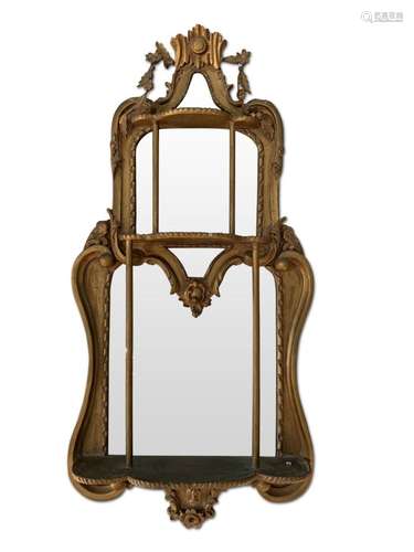 Late Victorian Giltwood Over Mantle Mirror,