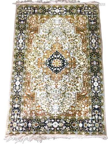 Persian Wool and Silk Rug,