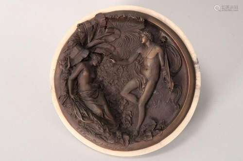 19th Century E.W Wyon Bronze and Marble Plaque,