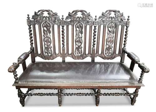 Italian Rococo Style Oak Settle,