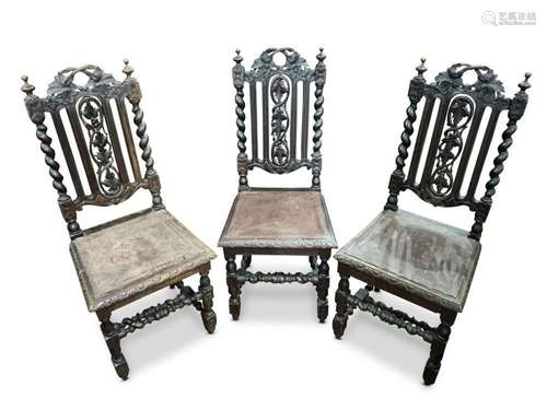 Set of Six Italian Rococo Style Dining Chairs,