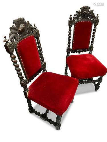 Set of Six Italian Baroque Style Dining Chairs,