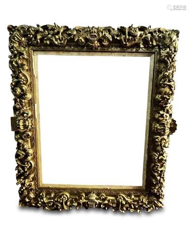 Large Heavily Carved Gilt Wood Frame,