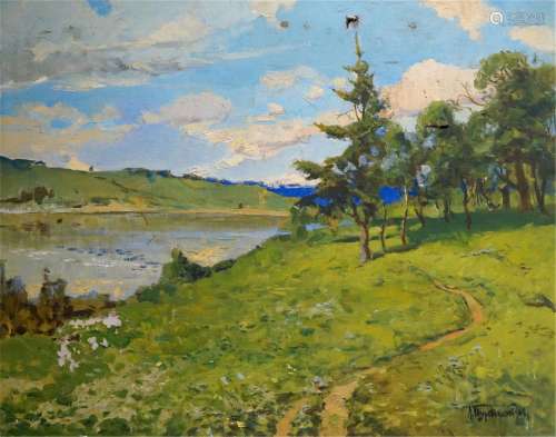 Oil painting Summer landscape Turovetsky Leonid Markovich