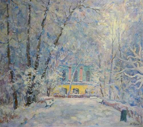 Oil painting Winter landscape Sabadysh Petr Evlampievich
