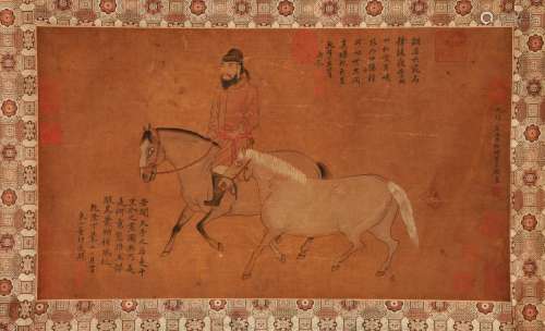 CHINESE SCROLL PAINTING OF HORSEMAN SIGNED BY LI GONGLIN