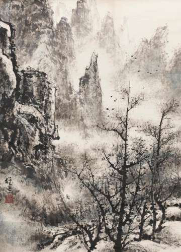 LI XIONGCAI (1910-2001)  Travelers in Mountains