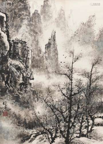 LI XIONGCAI (1910-2001)  Travelers in Mountains
