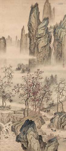 ATTRIBUTED TO CHEN SHAOMEI (1909-1954)  Travelers Among Moun...