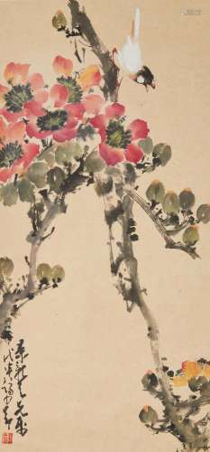 ZHAO SHAO'ANG (1905-1998)   Bird on Cotton Tree