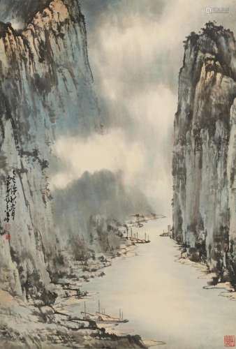 ZHAO SHAO'ANG (1905-1998)   Landscape of A Misty Gorge