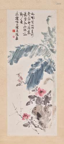 LUO FUKAN (1872-1955)  Plantain and Chinese Rose