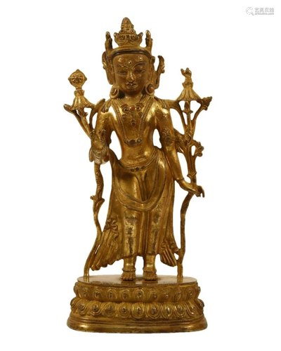 A Gilt-Bronze Figure Of Green Tara