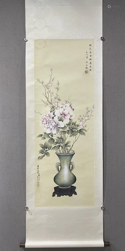 A Chinese Ink Painting Hanging Scroll By Song Meiling