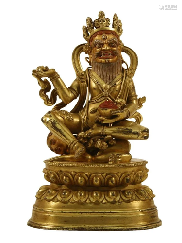 A Gilt-Bronze Silver Figure Of Mahasiddha