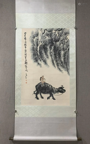 A Chinese Ink Painting Hanging Scroll By Li Keran