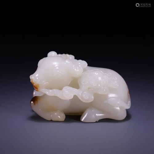 A Hetian Jade Recumbent Buffalo