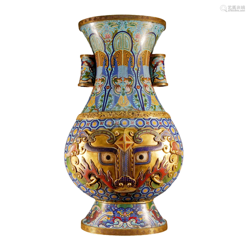 A Cloisonne 'Animal Mask' Vase