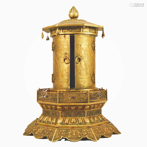 A Gilt-Bronze Buddhist Shrine