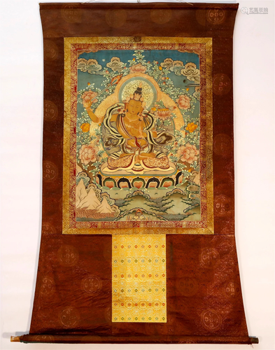 An Elaborate Tibetan Manjusri Thangka